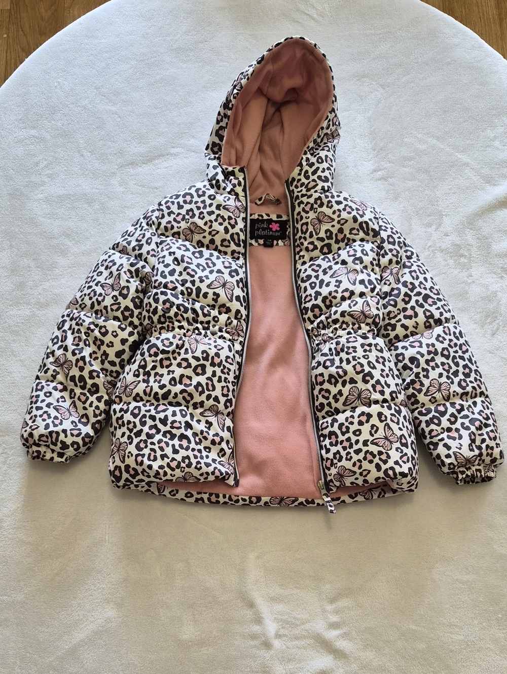 Girls Animal Print Puffer Jacket